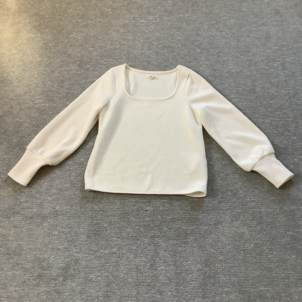 Madewell Cream Puff Sleeve Knit Top Sz. M
